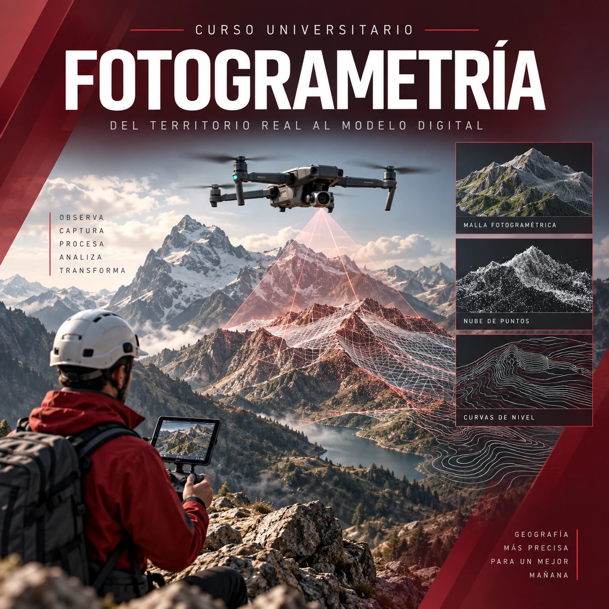 Ilustración de levantamiento fotogramétrico con dron