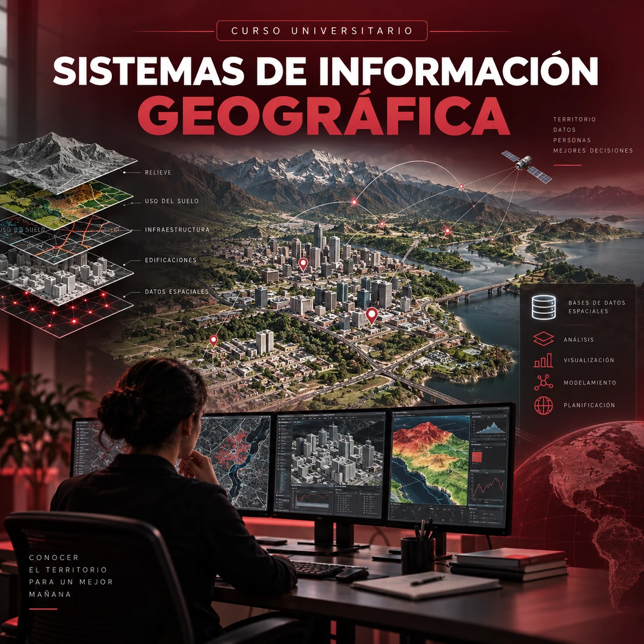 Ilustración de capas de un Sistema de Información Geográfica