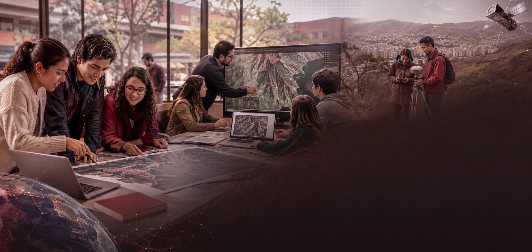 Comunidad universitaria participando en actividades académicas y geotecnológicas