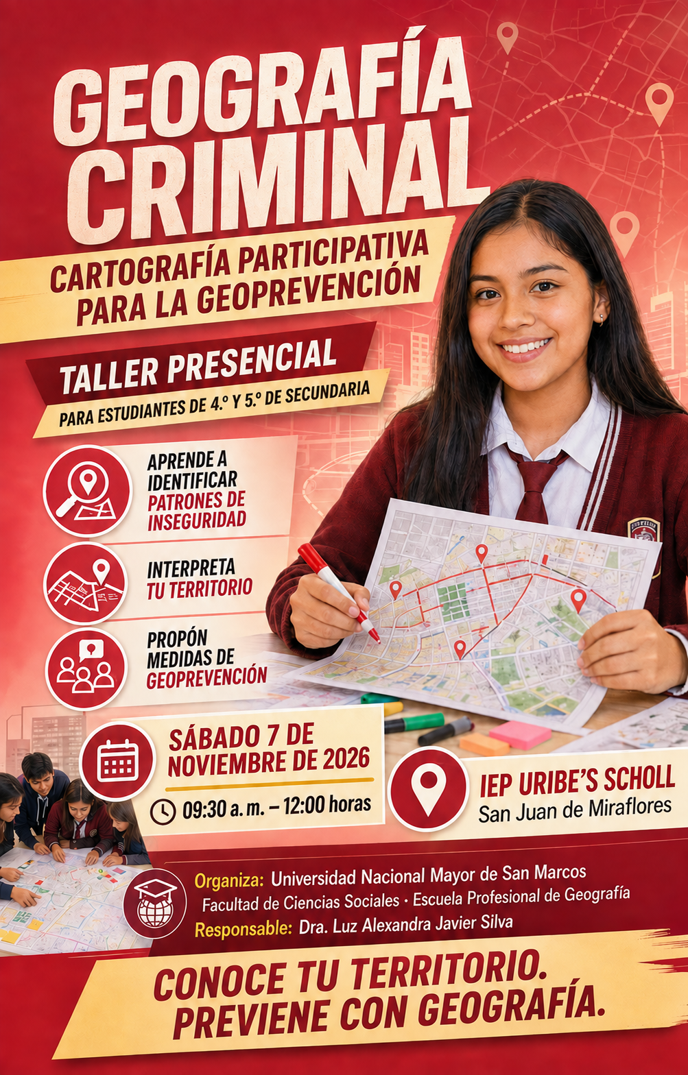 Afiche del taller presencial Geografía Criminal